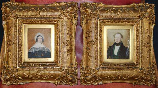 Victorian School Miniatures of ladies and gentleman largest 4 x 3in.
